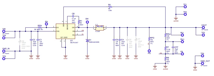 回路図 - Microchip Technology MCP16367評価ボード